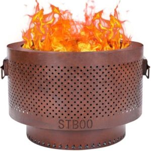 Here is the optimized meta description:

"Enjoy outdoor gatherings with the STBoo Smokeless Fire Pit, featuring a large 20-inch design and portable carrying bag. Perfect for camping, picnics, backyard BBQs, or beachside bonfires. Low smoke technology keeps the ambiance cozy."