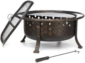 Enrich your outdoor gatherings with this 36 Inch Fire Pits for Outside Outdoor Wood Burning Firepit, featuring a large heavy duty steel firepit bowl and BBQ grate. Perfect for patio, backyard, garden, or camping use. Enjoy quality time with friends and family around the warmth of an open flame.