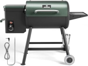 Enhance your outdoor cooking experience with the Wood Pellet Grill & Smoker, featuring automatic temperature control and a meat probe for precise results. Perfect for backyard camping, this 8-in-1 grill offers 456 sq. in of cooking space.