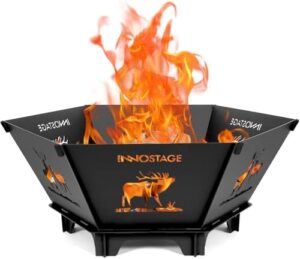 Enhance your outdoor gatherings with this 37.8" collapsible fire pit for camping, patio, or backyard use. Foldable design with tote bag included. Perfect for picnics, BBQs, and bonfires.