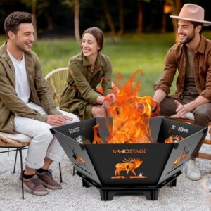 Enhance your outdoor gatherings with this 37.8" collapsible fire pit for camping, patio, or backyard use. Foldable design with tote bag included. Perfect for picnics, BBQs, and bonfires.