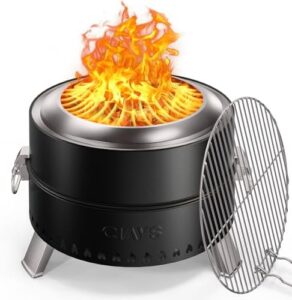 Here is the generated SEO meta description:

"Experience outdoor gatherings with Ciays Smokeless Firepit's patented tech, featuring a 21-inch fire pit with steel grill rack, poker, and carrying bag. Perfect for camping and backyard use."