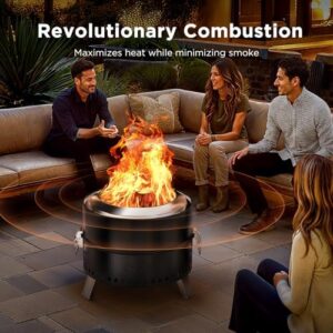 Here is the generated SEO meta description:

"Experience outdoor gatherings with Ciays Smokeless Firepit's patented tech, featuring a 21-inch fire pit with steel grill rack, poker, and carrying bag. Perfect for camping and backyard use."