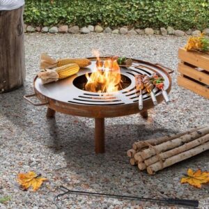 Here is the generated SEO meta description:

"Enjoy outdoor gatherings with Sunjoy's 38 in. square fire pit, featuring adjustable cooking swivel, BBQ grill and fire poker, perfect for black steel fire pits in your backyard or patio."