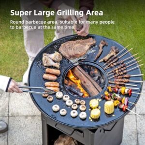 Elevate your outdoor cooking experience with the MASTER COOK Plancha Grill, featuring a large cooking area, charcoal grill and fire pit in one, durable and portable design for backyard BBQs, camping trips, or parties.