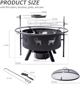 Discover the NATURAL EXPRESSIONS 32 Inch Large Fire Pit with 2 Grills, perfect for outdoor gatherings. Cook and socialize with friends and family in style, featuring a cooking grate, lid, poker, and waterproof cover.