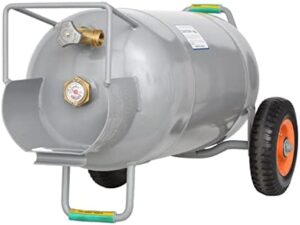 Elevate your outdoor gatherings with Flame King's 40LB propane tank featuring wheels, gauge, and compatibility for fire tables, pits, heaters, barbeques, and more. Save big on this essential accessory!