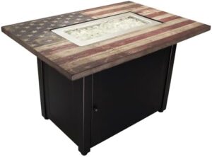 Experience the ultimate outdoor gathering with Endless Summer's Americana fire pit, featuring 40,000 BTUs of warmth and a stunning white fire glass display. Perfect for backyard fun with friends and family, this package includes an American flag mantel and cover.