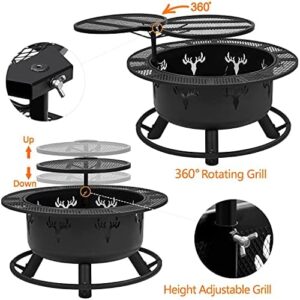 Discover the perfect outdoor gathering spot with Yaheetech's 32in fire pit, featuring a swivel grill grate and poker for effortless cooking. Perfect for camping, backyard BBQs, or bonfires.