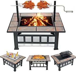 Discover the SINGLYFIRE 37" Fire Pit Table, a heavy-duty steel bonfire pit with grill and spark screen. Perfect for backyard gatherings, camping, or garden parties.
