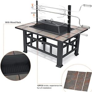 Discover the SINGLYFIRE 37" Fire Pit Table, a heavy-duty steel bonfire pit with grill and spark screen. Perfect for backyard gatherings, camping, or garden parties.