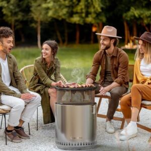 Here is the output:

"Enjoy backyard gatherings with this Smokeless Fire Pit featuring stainless steel stove, adjustable firepower, and removable ash pan. Perfect for camping or backyard BBQs."