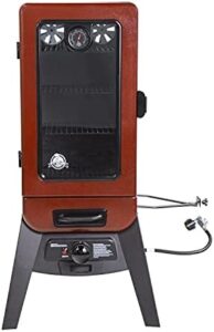 "Experience smoking perfection with the Pit Boss Grills PBV3G1 Vertical Smoker. Enjoy 684 square inches of cooking space and bold, red hammertone design."