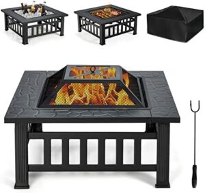 Here is the optimized SEO meta description:

"Cozy outdoor gatherings start here! Giantex's 3-in-1 fire pit & table set features rain cover, perfect for patio, backyard, or camping. Enjoy warmth and ambiance in style!"