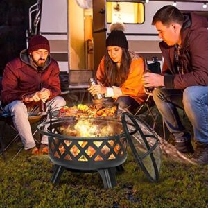 Enrich your backyard gatherings with the 2 in 1 Fire Pit featuring a cooking grate and swivel BBQ grill. Enjoy wood-burning warmth and outdoor fun for up to 10 people, perfect for patio or garden use.