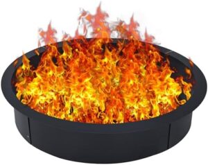 Here is the output:

"Create a cozy outdoor gathering space with this 30-inch Inner Fire Pit Ring, perfect for camping, gardens, and patios. Enjoy large bonfires with friends and family!"
