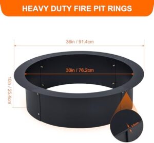 Here is the output:

"Create a cozy outdoor gathering space with this 30-inch Inner Fire Pit Ring, perfect for camping, gardens, and patios. Enjoy large bonfires with friends and family!"