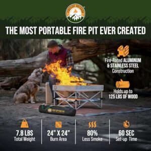 Discover the Fireside Outdoor Portable Fire Pit for camping and backyard use. Features 8 lb weights and heat protect technology. Perfect for outdoor gatherings, campfires, and warm nights in!