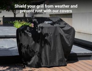 Here is the output:

"Elevate your outdoor cooking experience with Monument Grills' 4-burner propane gas grill, featuring infrared technology and knob controls. Perfect for patio gatherings, this stainless steel grill also includes a side burner and comes with a BBQ cover."