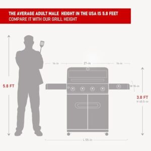 Unlock backyard gatherings with the Monument Grills Outdoor Barbecue, featuring 4 burners, side burner, and knob controls. Perfect for patio parties, with 52,000 BTU heat output.