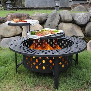 Here is the output:

"Upgrade your outdoor gatherings with this extra large wood burning fire pit featuring 2 grills and a lid. Perfect for patio, picnic, or party use."