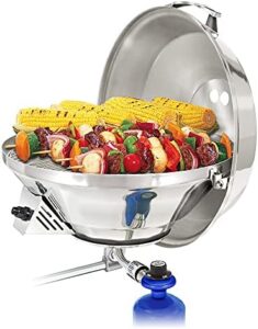 Here is the optimized SEO meta description:

"Discover Magma's Marine Kettle 3, a combo stove and gas grill for camping adventures. Perfect for outdoor cooking, this propane portable oven features a versatile design."