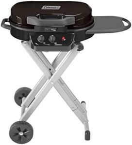 Here is the optimized meta description:

"Portable propane grill Coleman RoadTrip 225 with push-button start, foldable legs & wheels, side table and 11k BTUs for outdoor grilling adventures. Perfect for camping trips or backyard BBQs."