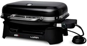 Here is the meta description:

"Savor outdoor gatherings with Weber Lumin's compact electric BBQ grill perfect for patios, balconies, and decks. Portable and convenient design ideal for small spaces."