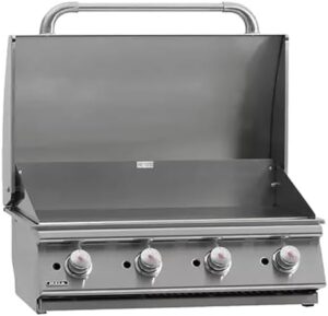 "Upgrade your commercial kitchen with the Bull 30-inch built-in propane griddle, perfect for high-volume cooking. Enjoy a durable construction and even heating."