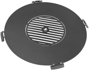 Enhance your outdoor gatherings with the 30" Round Cooking Grate, perfect for campfires and BBQs. Includes steel mesh grates and a burn rack for effortless grilling and serving.