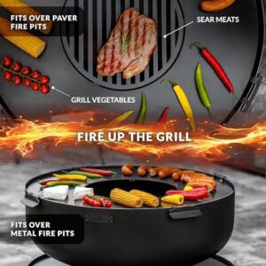 Enhance your outdoor gatherings with the 30" Round Cooking Grate, perfect for campfires and BBQs. Includes steel mesh grates and a burn rack for effortless grilling and serving.