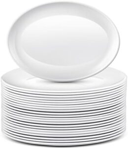 "Elevate your serving game with Dandat's 36-piece platter set. Perfect for weddings, parties, and everyday use, these large oval trays feature a modern white design, ideal for steak, tacos, sushi, appetizers, or cake."