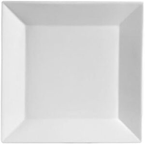 Enhance your table settings with CAC China's Kse-16 porcelain square plates, featuring a durable King quality and super white finish. Discover a set of 12 plates in a compact box, perfect for everyday use or special occasions.
