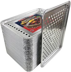 Experience gourmet grilling with Pactogo's aluminum foil topper pan, perfect for outdoor cooking. Includes 100 pans in a pack, ideal for parties and gatherings.