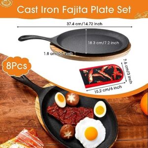 Cook up a party with the Lallisa 8 Sets Cast Iron Fajita Plate Set, featuring anti-scald protection and hot mitts for safe handling. Perfect for home barbeques, kitchen parties, or restaurant catering.