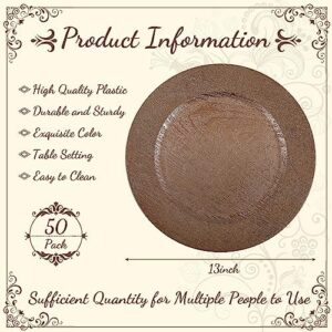 Elevate your dinner party style with Mifoci's 50-piece faux wooden charger plate set, featuring rustic plastic plates in antique design. Perfect for weddings and farmhouse events!