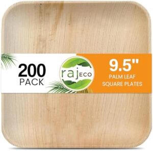 Discover strong, compostable and decorative Raj Palm Leaf Plates [200-Pack] - perfect for outdoor events, camping, and picnics. Enjoy durable, eco-friendly tableware for wedding, lunch, dinner, birthday parties and BBQs.