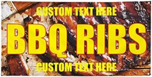 Elevate your outdoor advertising with our Custom Vinyl Banner, featuring multiple sizes and durable printing for BBQ ribs or yard signs. Weatherproof design and 10 grommets for easy installation. Perfect for any outdoor space!