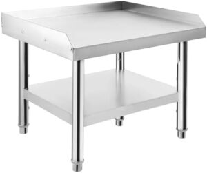 Elevate your kitchen space with the Stainless Steel Grill Stand Table, featuring a 1000 lbs top shelf and adjustable legs. Perfect for hotels, homes, or restaurants, this sturdy stand supports heavy equipment and includes a 220 lbs bottom shelf.