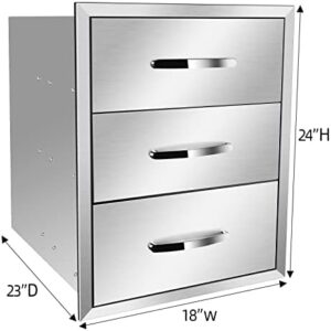 Discover the ultimate outdoor kitchen solution: stainless steel triple drawers with built-in BBQ drawer and ample storage space. Perfect for grill stations or islands.