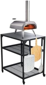 Here is the generated SEO meta description:

"Transform your outdoor gatherings with this versatile Ooni Medium Modular Table. Boasting a stainless steel pizza oven stand, grill barbecue stand and 31x22x35 inch dimensions, perfect for pizza parties and BBQs."
