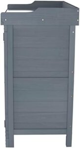 Organize your outdoor patio with this waterproof storage cabinet, featuring a potting bench and work station table for gardening essentials.