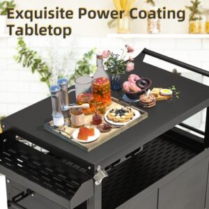 Here is the meta description:

"Organize your outdoor kitchen with this storage cabinet island featuring wheels, perfect for grill cart prep tables and grilling supplies. Dimensions 42x30x34 inches."
