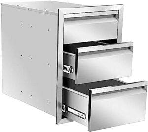 Enhance your outdoor cooking experience with Gecheer's stainless steel triple drawers, designed for seamless integration into your BBQ island or outdoor kitchen, perfect for storing utensils and keeping them within easy reach.