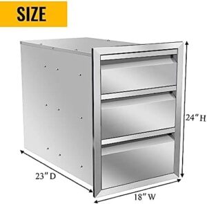 Enhance your outdoor cooking experience with Gecheer's stainless steel triple drawers, designed for seamless integration into your BBQ island or outdoor kitchen, perfect for storing utensils and keeping them within easy reach.