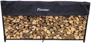 Maximize your outdoor storage with the Woodhaven Pioneer 8' Firewood Rack featuring a durable steel construction, powder coat finish and water-resistant cover for up to 50% discount on orders over $25.