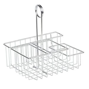 Organize your kitchen with the G.E.T. 4-21696 Chrome Metal Four Compartment Condiment Caddy, perfect for storing sauces and condiments in a compact case of 12.