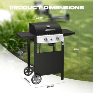 Upgrade your outdoor cooking experience with the ZAFRO 2-Burner Propane Gas Grills BBQ featuring an integrated protective hood and side shelves for patio parties, all in a sleek black design.
