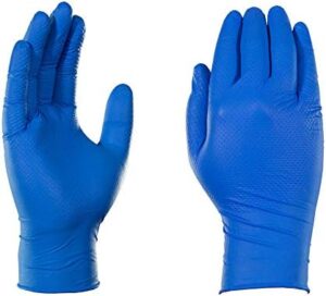 Get top-notch protection for your hands with HD Royal Blue Nitrile Industrial Disposable Gloves. Durable, latex-free and featuring a raised diamond texture, these XX-Large gloves provide exceptional grip. Box of 100.