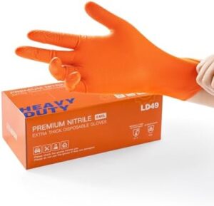 Here is the optimized SEO meta description:

"Protect your hands with LANON 8mil Orange Disposable Nitrile Gloves, heavy duty and food safe. Latex-free, powder-free, and fully-diamond textured for a secure grip. Perfect for mechanics, DIY enthusiasts, and more. Save big on bulk orders!"